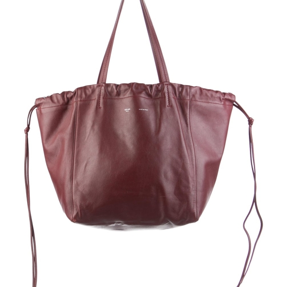 Celine Deep Red Leather Tote Bag - Picture 1 of 8